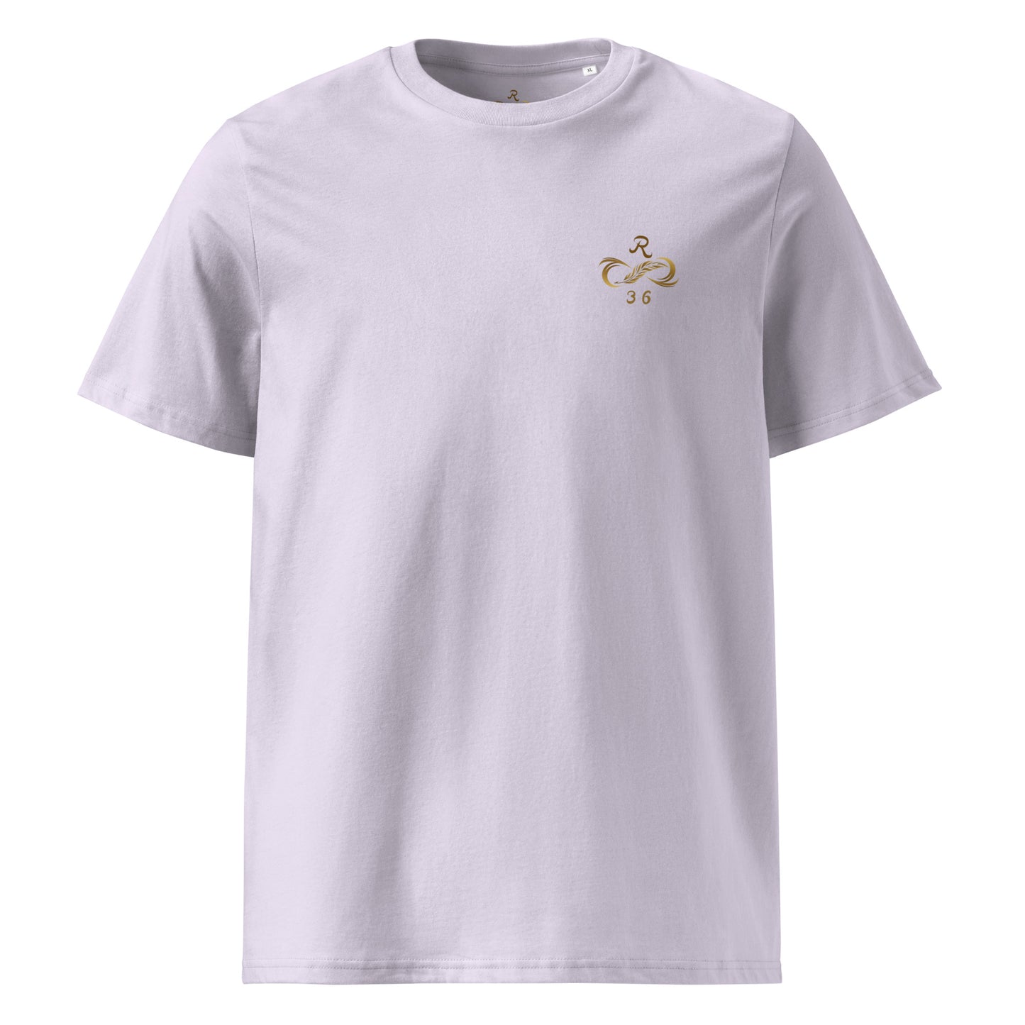 Unisex T-Shirt aus Bio-Baumwolle in Lavender mit R36 Logo auf der Brust – Vorderansicht